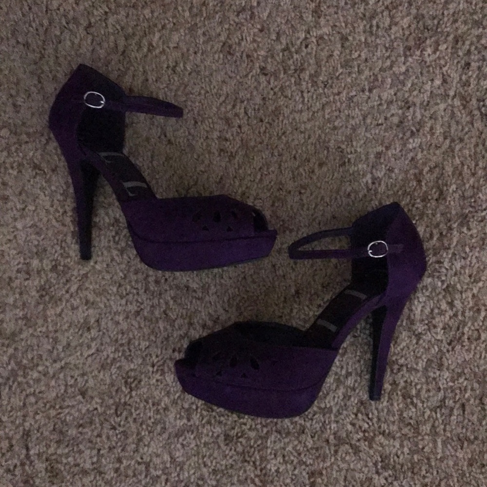 Elle Suede Purple Ankle Strap  5-inch Heels